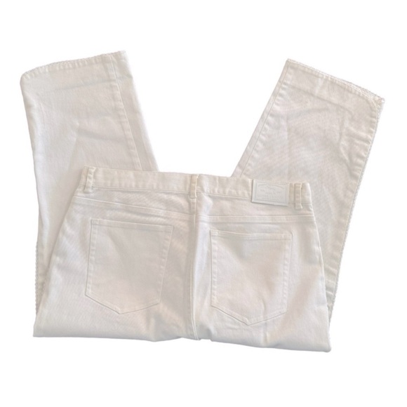 RALPH LAUREN Sevilla Cropped White Scalloped Hem Floral Embroidered Jean Size 12 - Picture 4 of 12